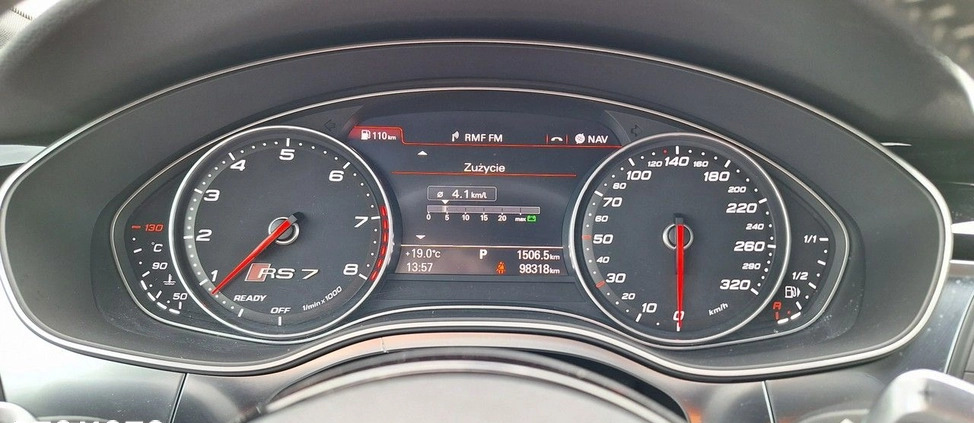 Audi RS7 cena 269000 przebieg: 98000, rok produkcji 2016 z Sompolno małe 352